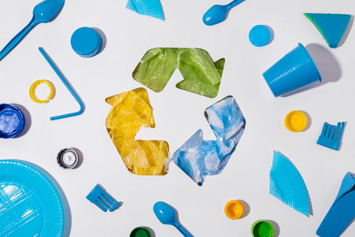 Colorful plastic objects arrangement